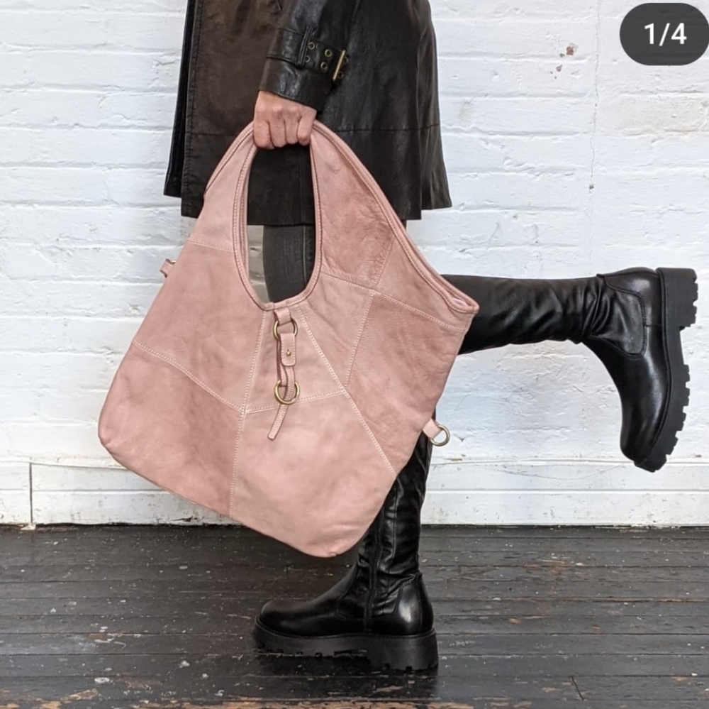 Blush Pink 'Stardust' Italian Leather Bag by Lusher